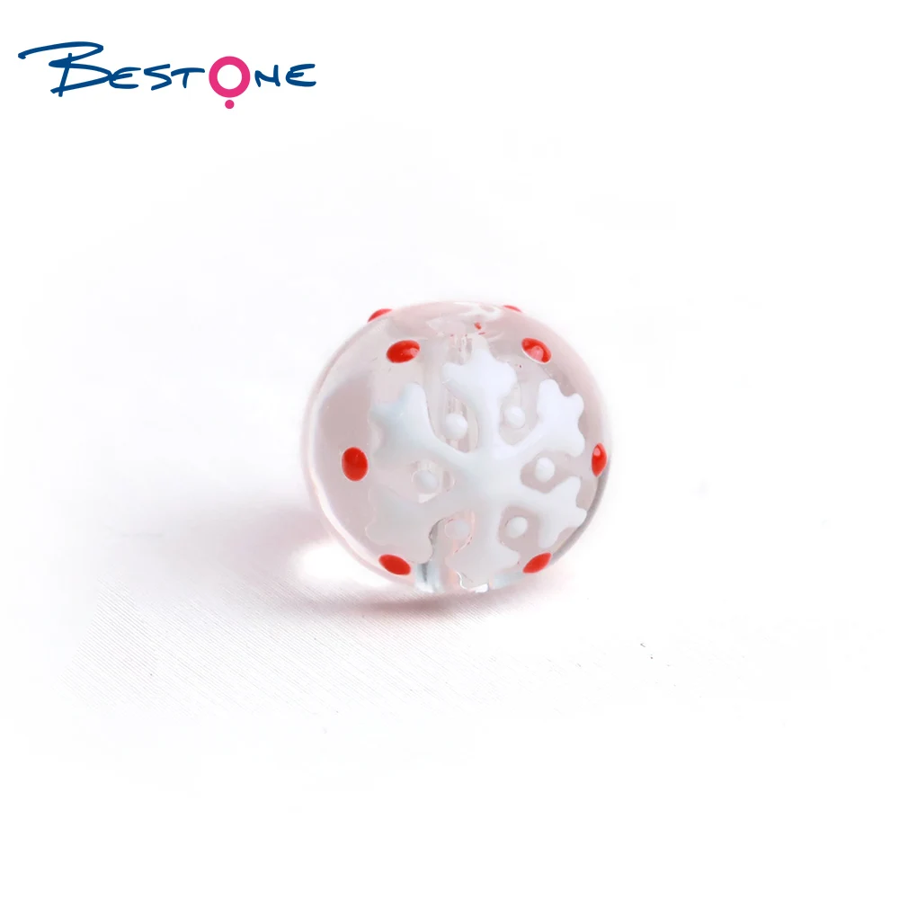 Bestone Cute Hand Painted Christmas Beads Lampwork Christmas Glass Beads Wholesale for Jewelry Making
