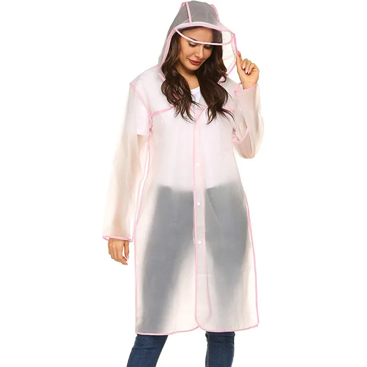
Clear EVA Fashion Girl Trench Hood Transparent Rain Coat 