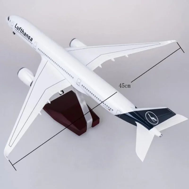 1/142 Scale 47CM Airplane Airbus A350 Lufthansa Airlines Large Passenger Aircraft Diecast Resin Model Collection Decoration