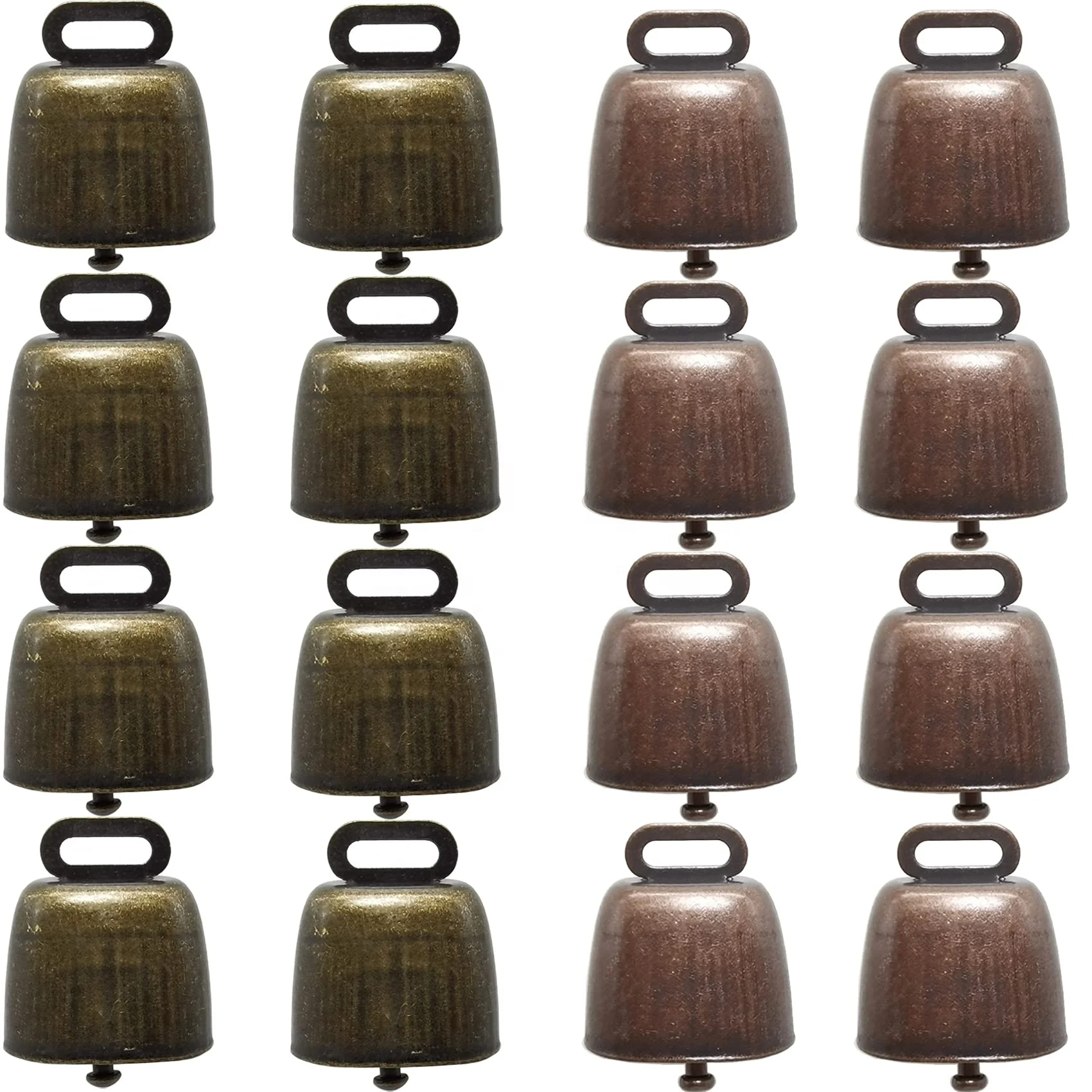 High Quality Sound Crisp 35mm Mini Retro Cow Bells Christmas Iron Bell Bronze color Metal cow bell