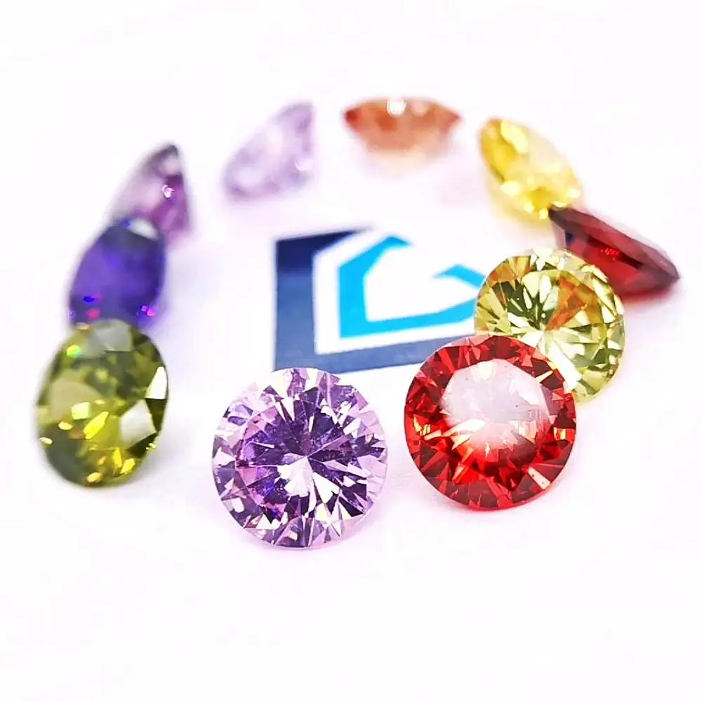 Wholesale Price Machine Cut Orange Synthetic Stones Round Brilliant Cubic Zirconia Per Gram for Sale