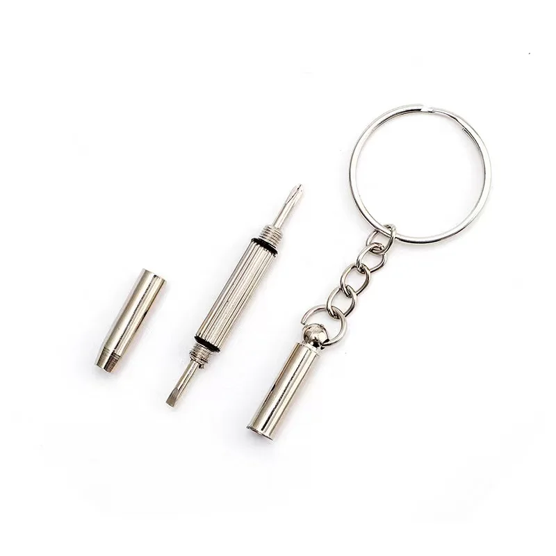 Practical Mini Double Head Screwdriver Keyring Portable Screwdriver Repair Tool Keychain