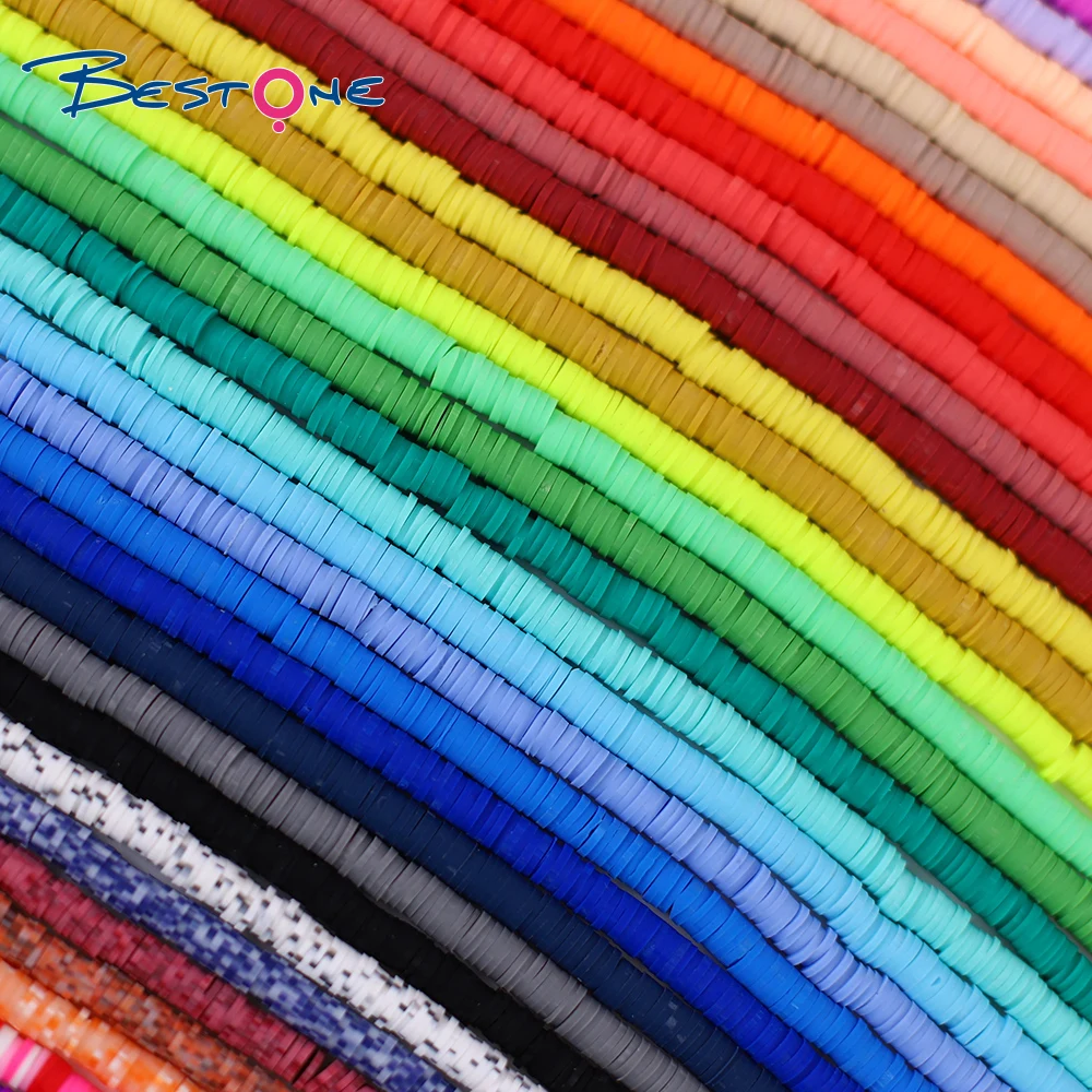 Wholesale Rainbow Mix Polymer Clay Bracelet Beads Boho Heishi Disc for Jewelry Making 6mm
