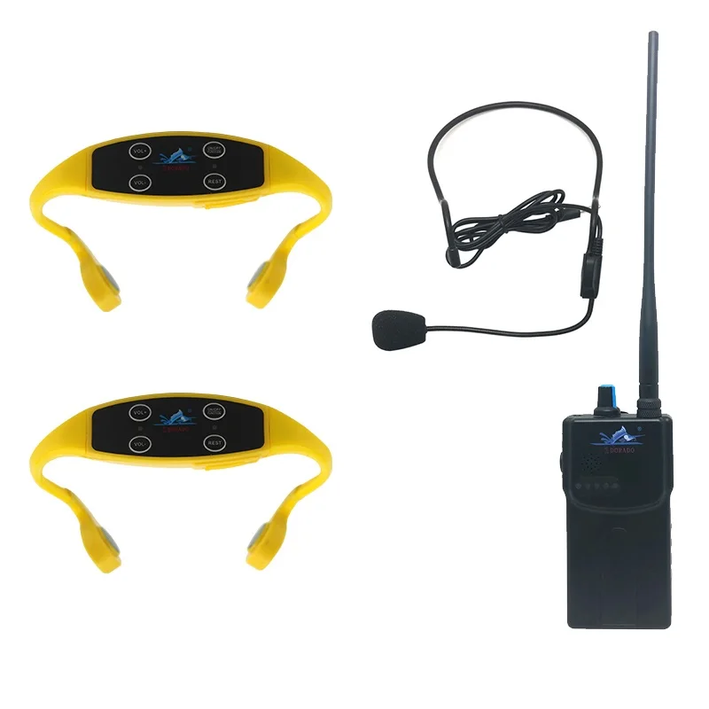
Swimming Club Training Headphone Synchronized Swimming 2 H-903 Bone Conduction Headset 1 Walkie Talkie Transmitter 
