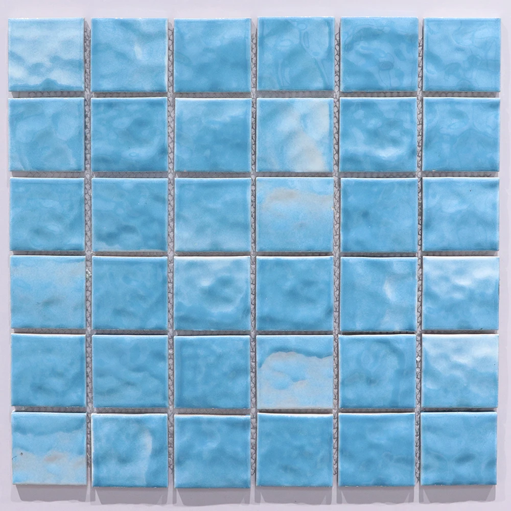 Chinese Foshan wholesale price 30 x 30 cm Ceramic Blue Mosaic Glazed Tiles For Swimming Pool Porcelain Floor