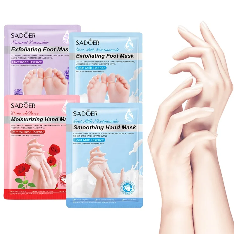 Wholesale Natural Hand Care Hydrating Hand Mask Peeling Rose Goat Milk Essence Moisturizing Whitening Hand Mask