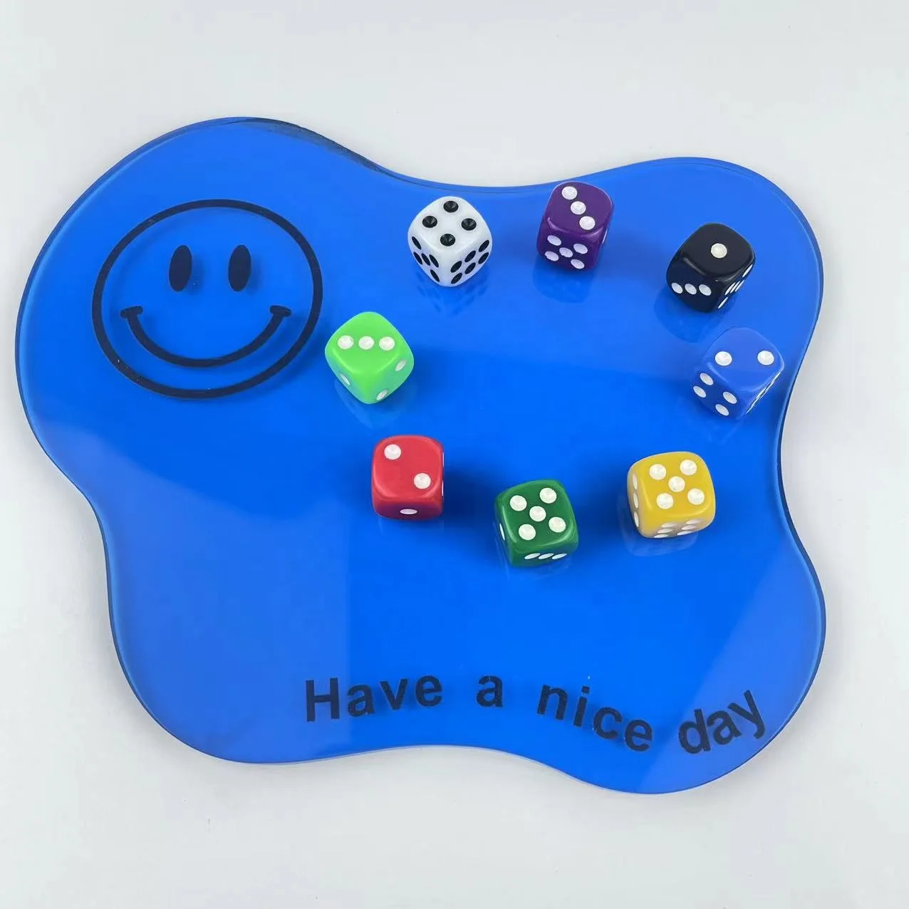 Wholesale 14mm 6 Sides Acrylic Dice D6 Round Corners Solid Colorful Dice with Dots Printing For Board Game