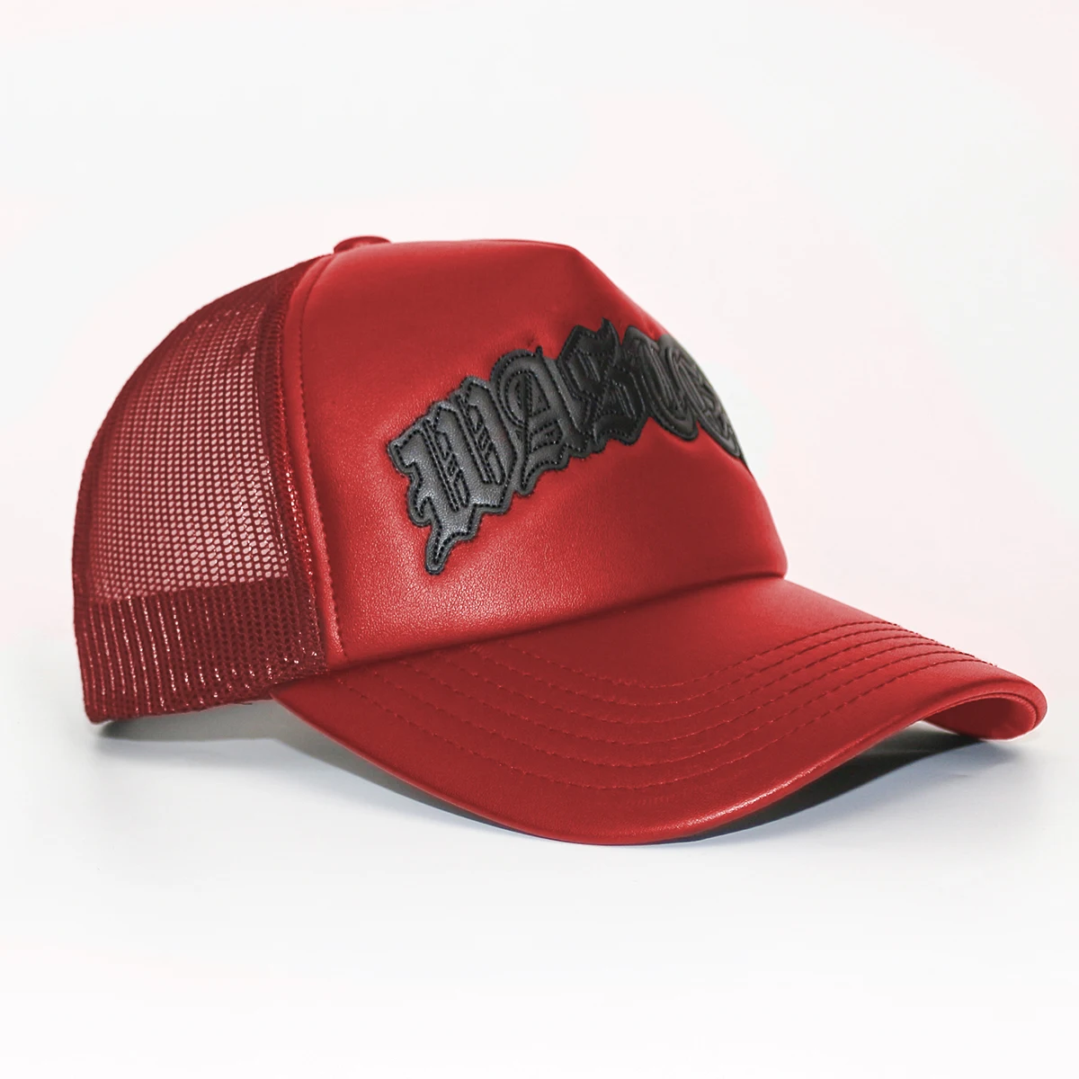 HN0001 Custom Logo Plain Black Trucker Hats Casquette Gorras Sport Veracap Truck Mesh Leather Black Mens Trucker Caps