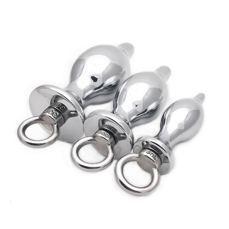 Metal ring anal plug anal expansion anus unisex suspension loop metal anal plug three size