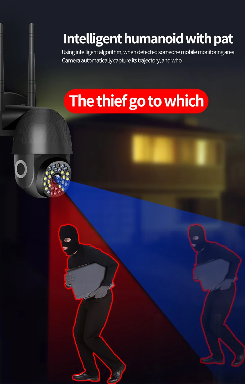 1080P Auto Tracking 360Eyes Black Wireless Security 3D Navigation MIni Outdoor PTZ Camera Surveillance WiFi CCTV IP Camera