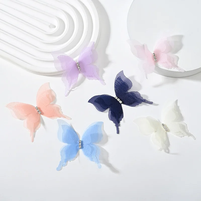 Handmade Multi-Layer Three-Dimensional Colorful Textile Big Yellow Butterfly Brooch for Women