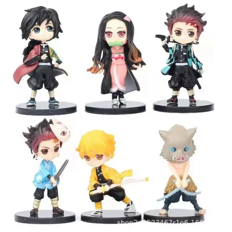 High Quality Anime Figurine 6 Piece/Set Anime Demon Slayer Character Model  Custom Figurine 3D Cartoon Model Toy
