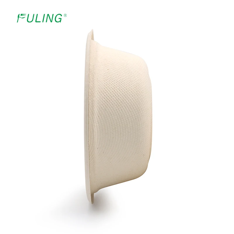 FULING 350ml 500ml big rim compostable disposable bowl eco sugarcane biodegradable soup bowls with lids paper bowls disposable