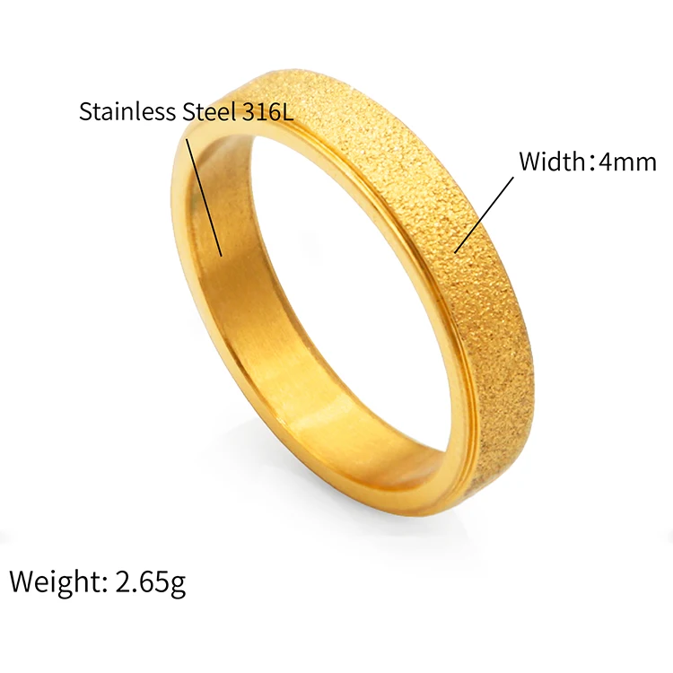 Chris April 316L Stainless Steel Gold Plated Ring Sandy Matte Finish