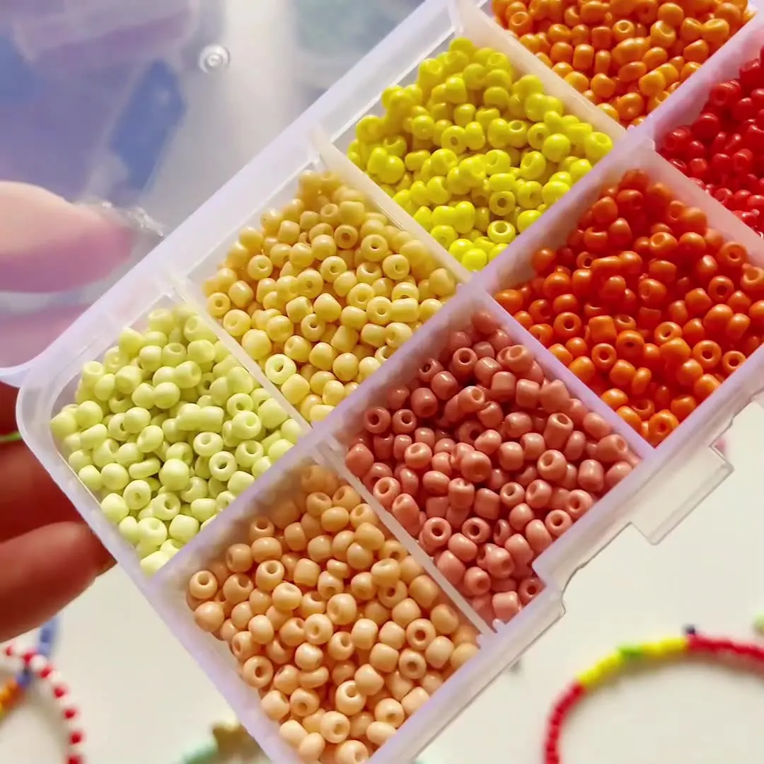 New 8 Colors 3400pcs 3mm Macaron Color Bright Glass Rice Beads for DIY Handmade Jewelry Bracelet Crystal Lampwork Glass Beads