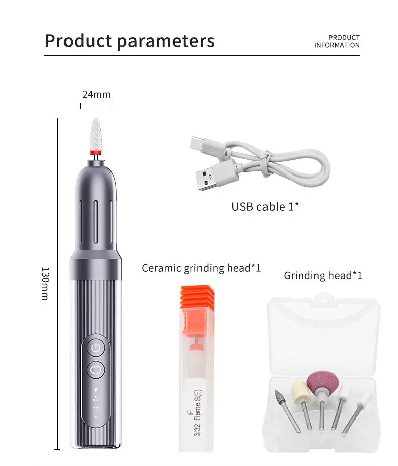 Custom Professional Nail Supplies Nail Tools Rechargeable Cordless Portable Electric Nail Drill Machine with Bits