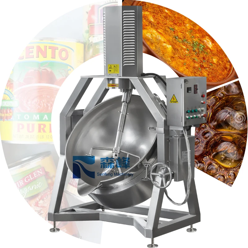 200 Liter Industrial Fried Rice Vegetables Meat Cooking Tilting Industrial Stainless Steel Caramel Dessert Cook Pot With Mixer