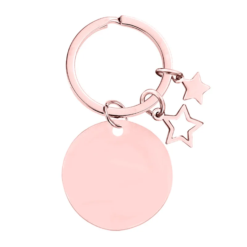 Stainless Steel Round Shape Keychain Empty Surface Custom Logo Keychain for Gift
