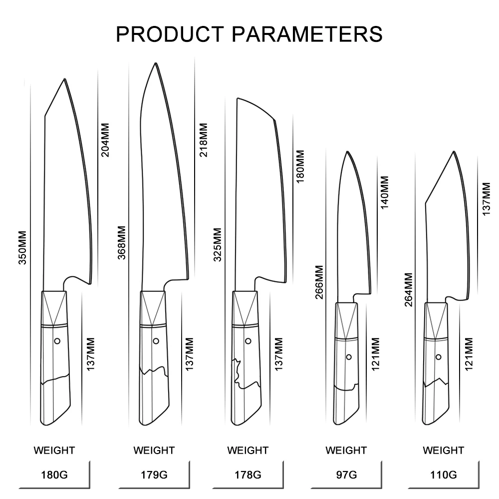 Набор японских ножей шеф-повара Santoku набор из 5 кухонных 67 слоев AUS
