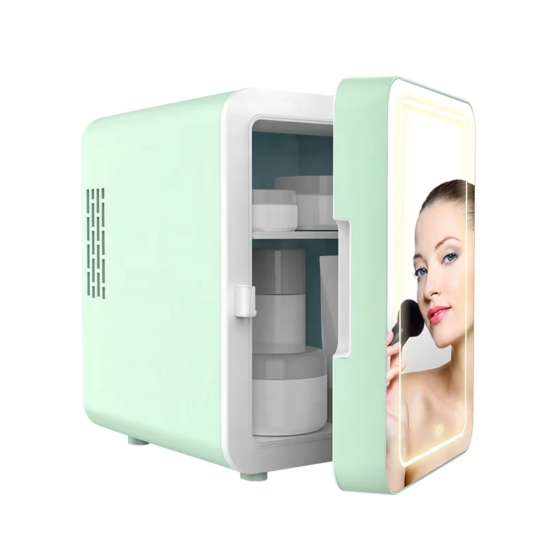Skincare Beauty Mini Fridge Small Refrigerators Hotel Portable Led Light Cosmetic Makeup Mini Fridge With Mirror