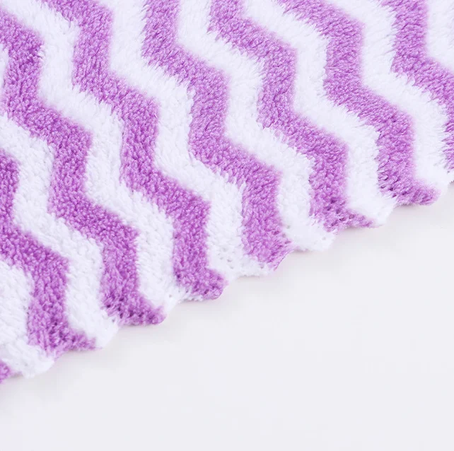 China Factory Hot Sale Coral Fleece Wave Design Coral Fleece Towel Set