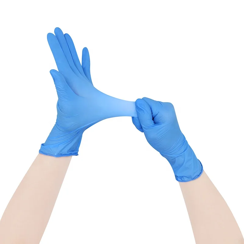 100PCS/Box Nitrile Gloves Chemical Resistance Waterproof Gloves Powder Free Disposable Ice Blue Nitrile Gloves for Gardening