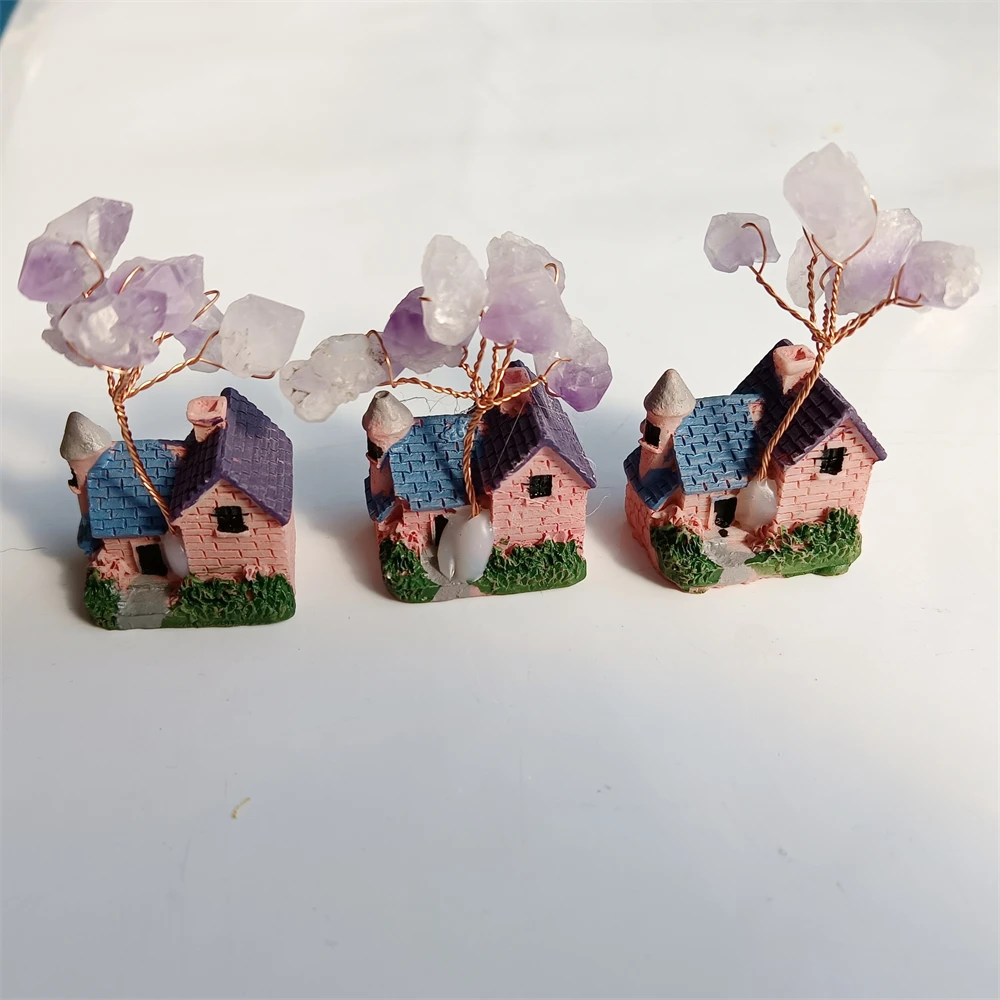 Wholesale natural high quality crystal gravel stone houses for home ornament