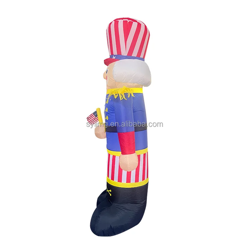 2.4M Patriotic Independence Day Inflatable Soldier 4th of July Inflatable Uncle Sam American Flag Decor Home