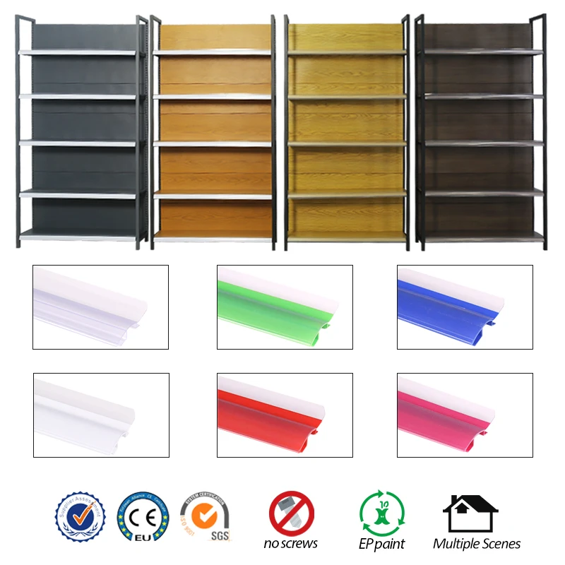 Supermarket Shelves Display Rack Casewood grain color customization single-sided wall frame bracket two-end support