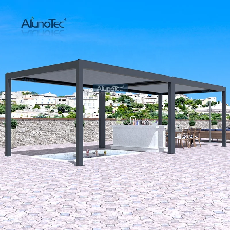 DIY Automatic Louver Roof Pergolas Outdoor Luxury Terrace Pergola Electric Gazebo with Heaters