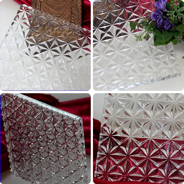 Curved Glass Tiles Diamond Textured Crystal Glass Tiles Hanging Pieces for Partition Screen Clear Decorative Solid Glass Tiles