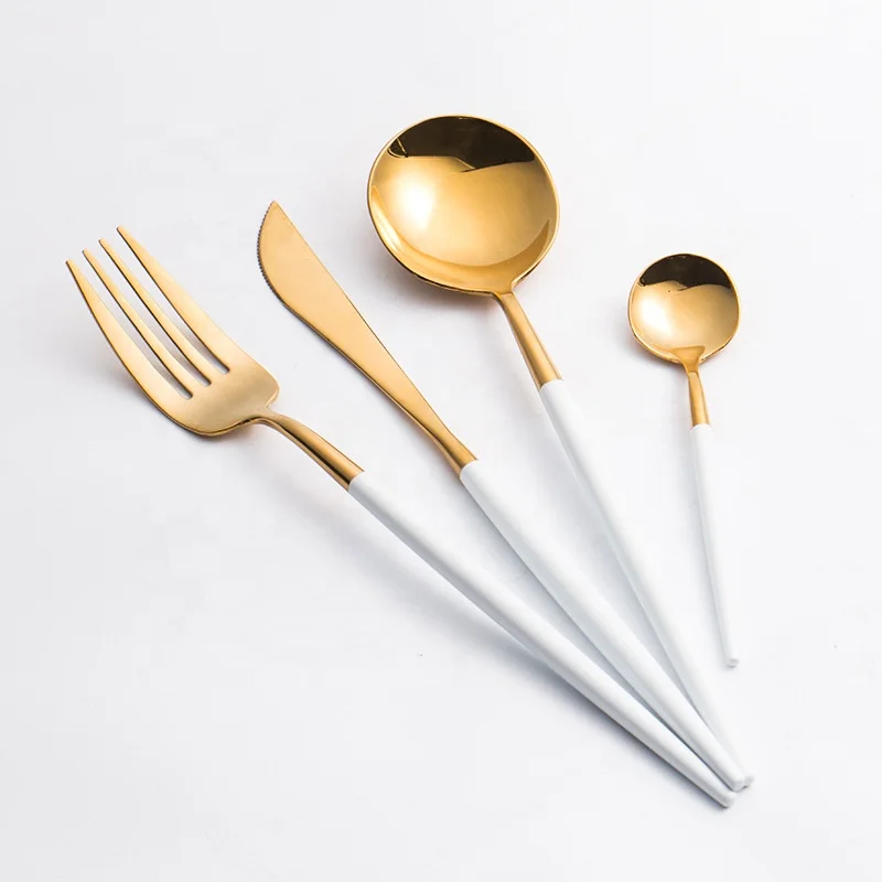 Flatware Portuguese Stainless Steel Knife Fork Spoon With Colorful Handle Cutlery Set