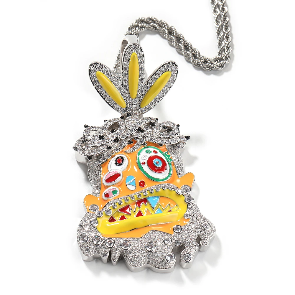 Cartoon Colorful Enamel Dripping Oil Avatar Savage Tribe Pendant