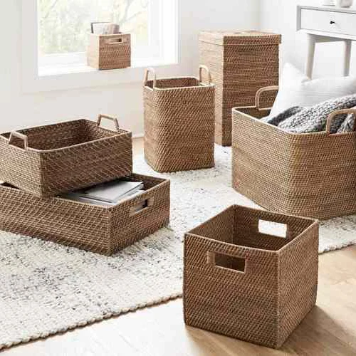 Handmade Rattan Bicycle Baskets Woven Rattan Plant Baskets Laundry Storage Home Organization Decor