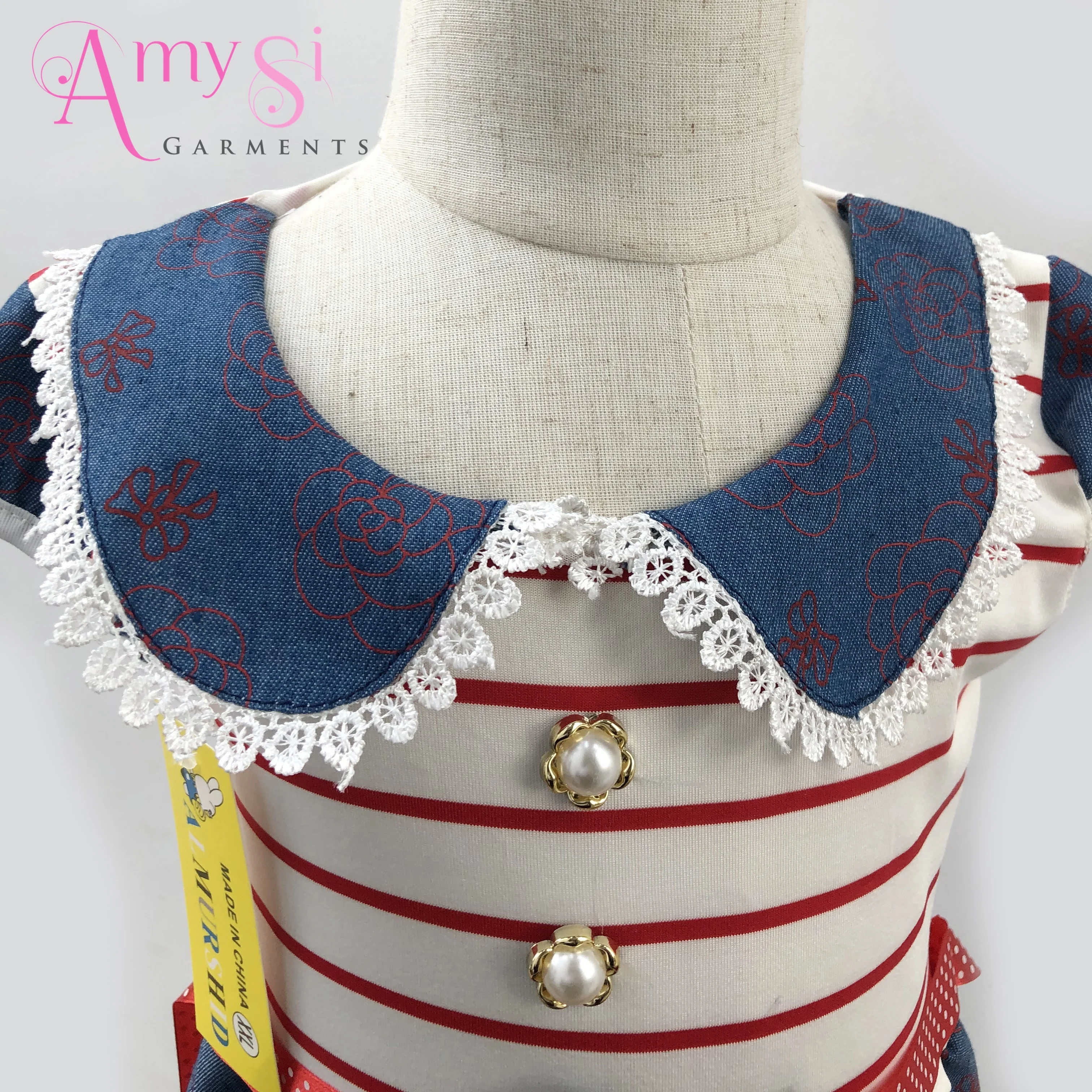 MQL004 Free Shipping wholesale yiwu market kids garments baby girls summer denim dress for 1 - 2 years old