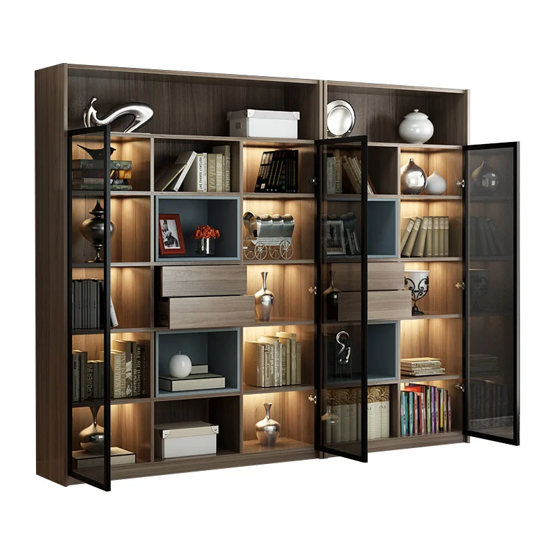 
Modern Bookcase with glass Door/ Storage Bookcase with Glass door/customized Wood PANEL Home Furniture 