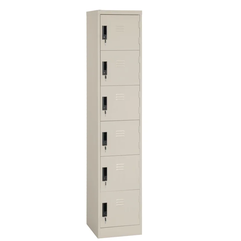 Versatile 6-Compartment Metal Steel Locker Simple Style Office Furniture for Home School Gym Bathroom Hotel Use for Storage