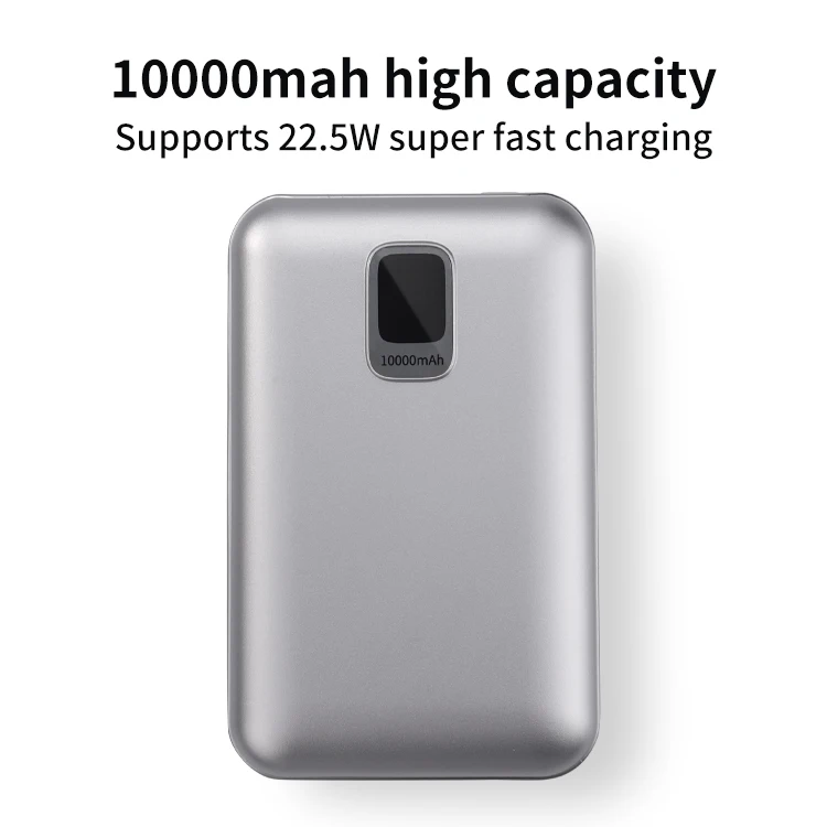 Wholesale 10000mAh ABS Smart Portable Power Bank High Capacity Ultra-Slim Waterproof Display Fast Charging Type-C Power Bank