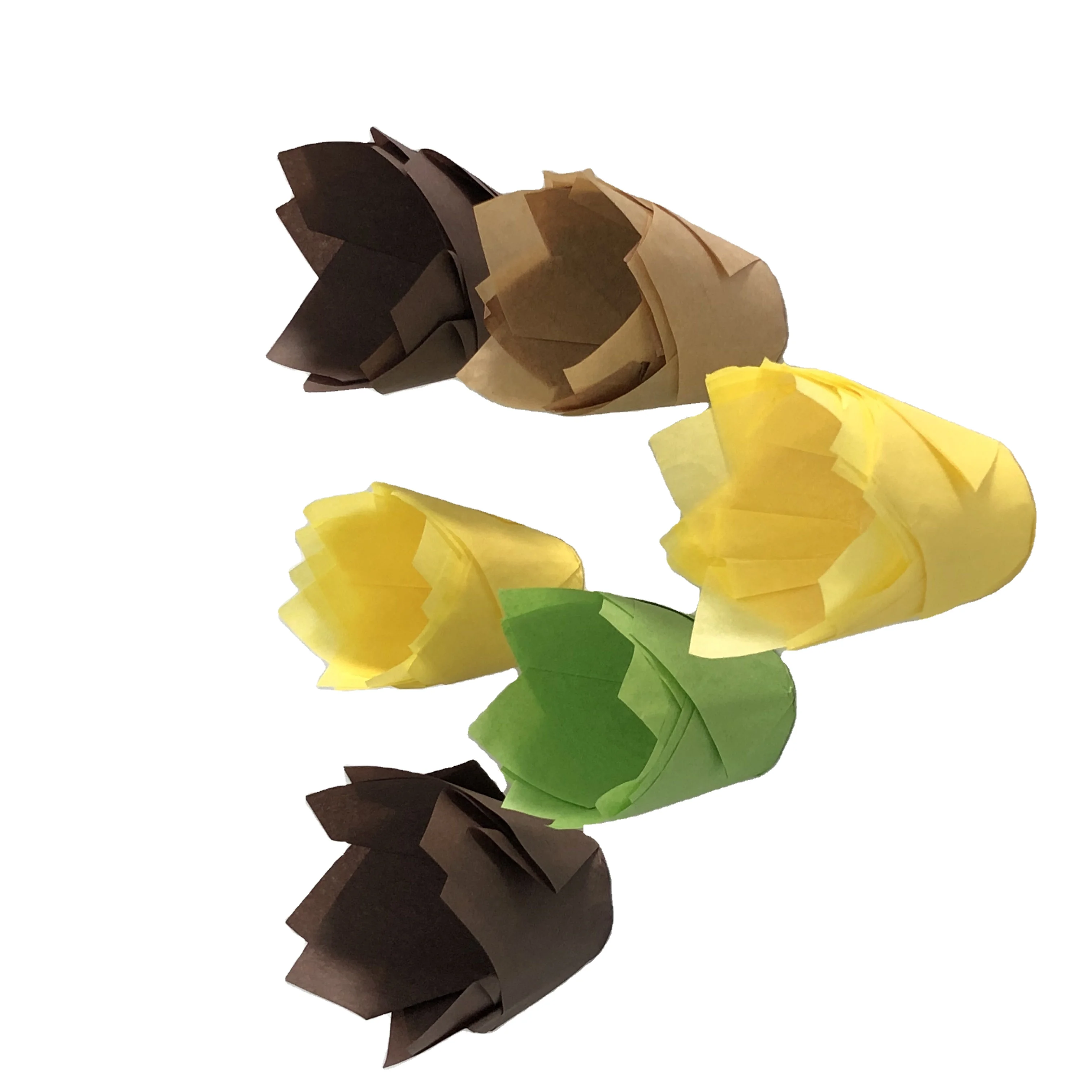 Tulip Muffin Liners tulip paper cake cups, Rustic Cupcake Wrapper Brown White and Nature Color PVC Box Packaging