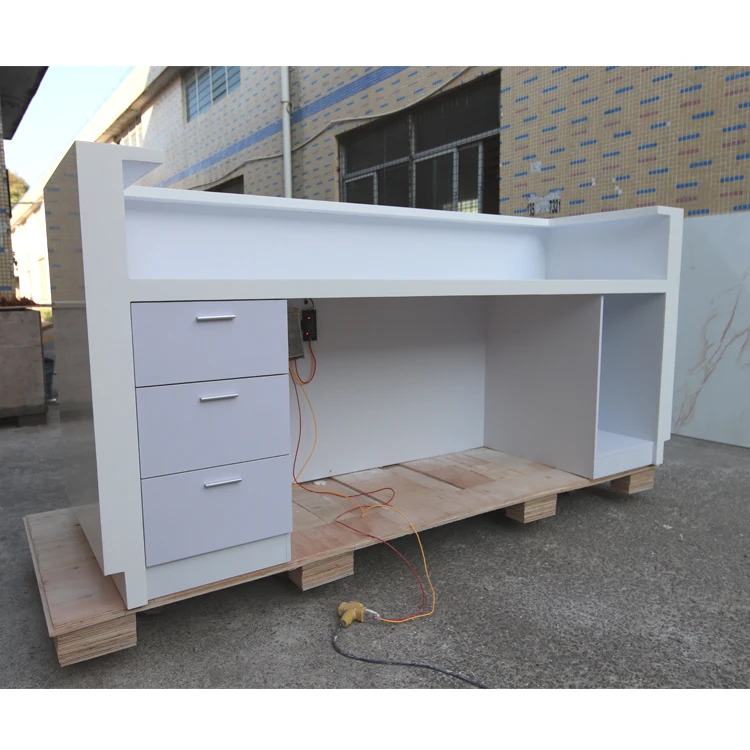 Standard size custom made stone solid surface straight shape nurse station reception desk furniture
