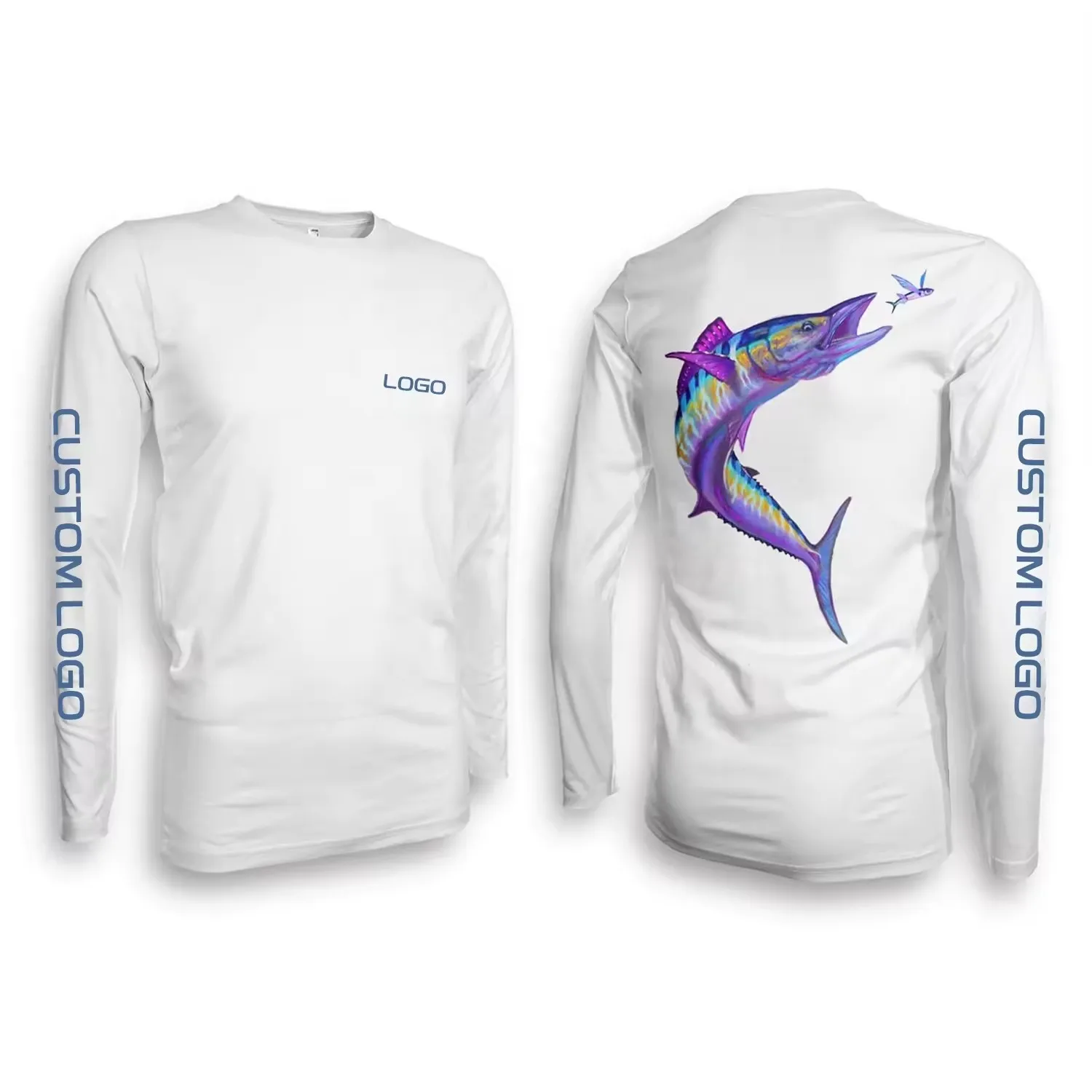 High Quality Custom Logo 100% Polyester Quick Dry Lightweight Fishing T Shirts Uv Protection Long Sleeve Fishing Shirts