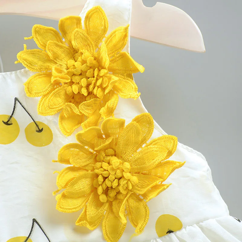 Hot Sale Boutique Cartoon Fancy Sleeveless Dresses Baby Dress Baby Girls Clothing Sets With Hat kids summer clothing