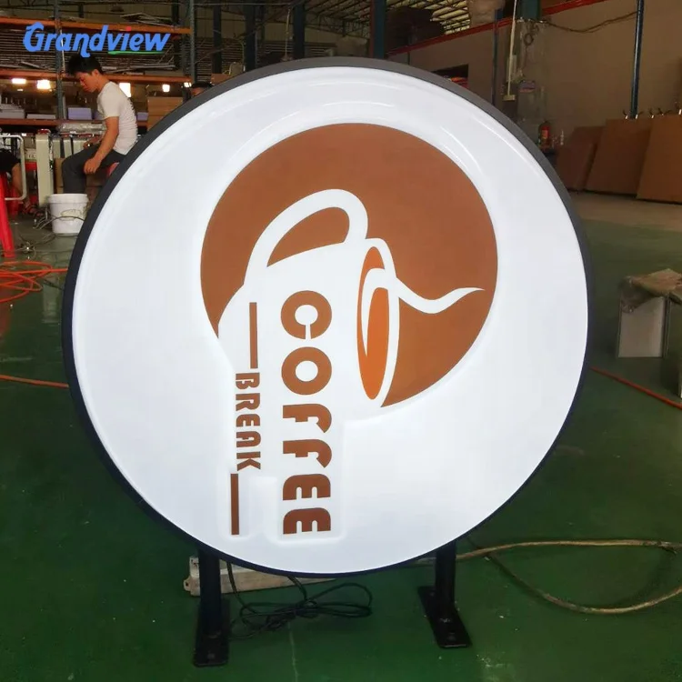 Rotating led light box printing logo circle box sign