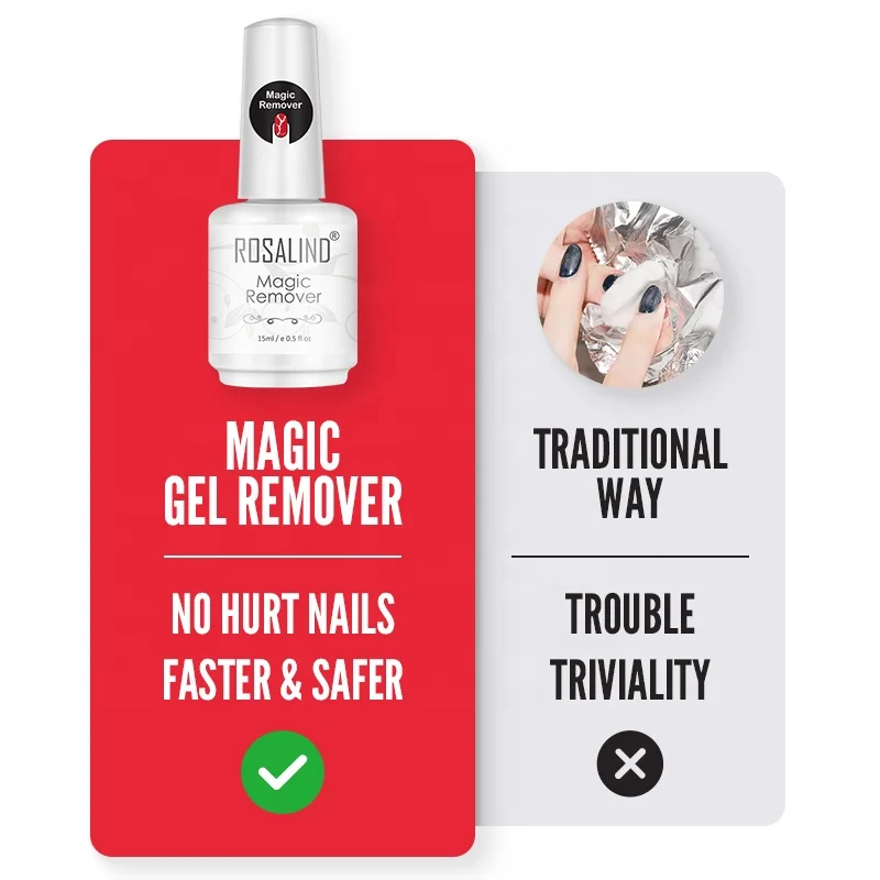 Rosalind oem пользовательские инструменты для дизайна ногтей частная марка 15 мл волшебный гель удаления легко наносится УФ-гель Гель-лак оптовой продажи