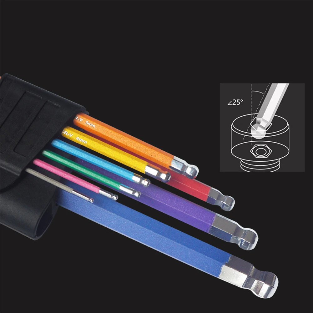 CRV foldable ball end allen key set 9pcs/set Portable Folding Hexagon Spanner