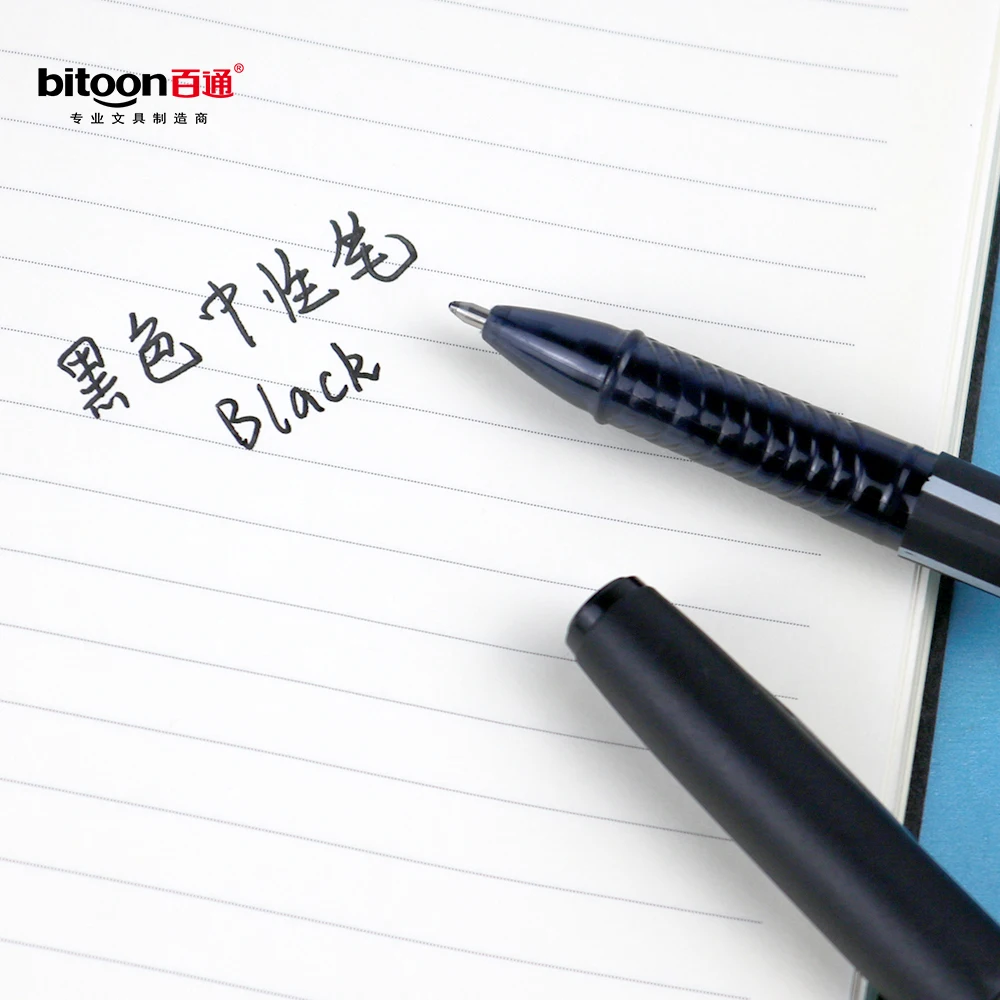 Large Capacity 1.0mm Gel Pen Minimalistic Black Design Smooth Hand Writing Quick-Drying Ergonomic Replaceable Refill