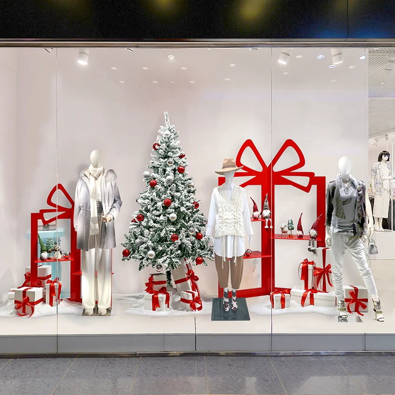 O&M Display Design Store Display Showcase Retail Christmas Decorations Stores Window Display Props Shop Window Decoration