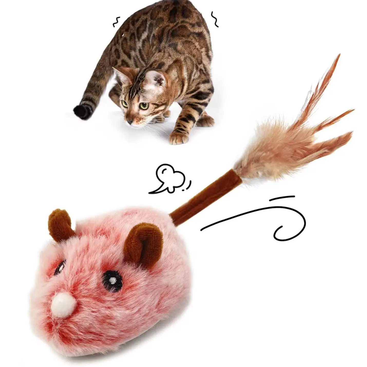 Plush mouse toys, intelligent electric simulation creative cat toys, USB electric pet toys
