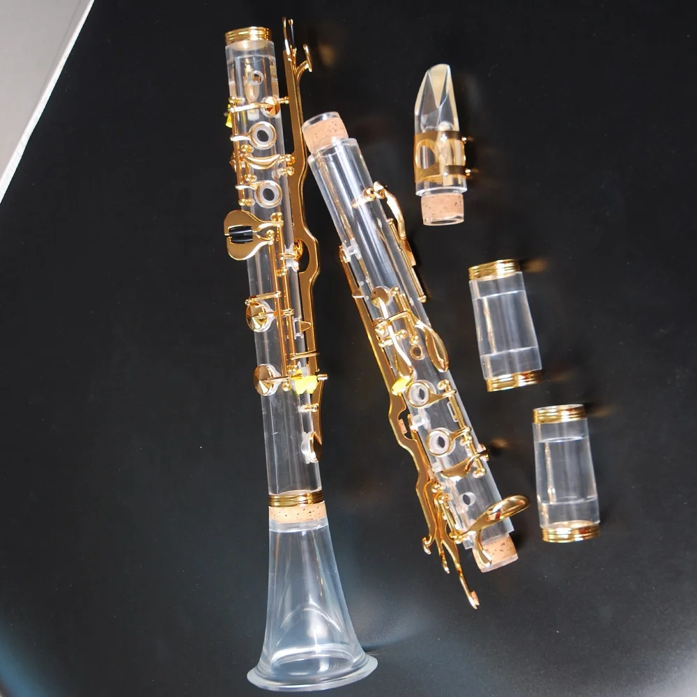 Transparent acrylic tube body Turkey system  klarinette 18Keys G  Clarinet gold - plated 18keys