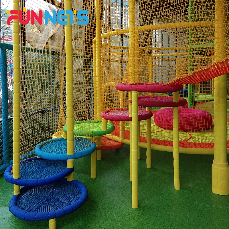 Крытый парк аттракционов, игровая площадка, лабиринт, оборудование, мягкий сотовый туннель развлечений, радужная веревка, сетка для детей